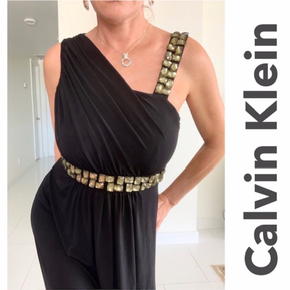 NWT CALVIN KLEIN WOMEN's BLACK FULL-LENGHT PARTY PROM DRESS
